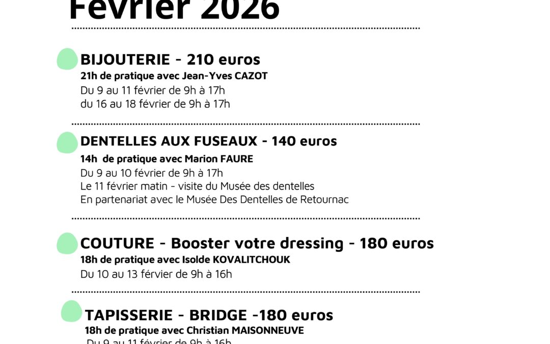 STAGES VACANCES DE FÉVRIER