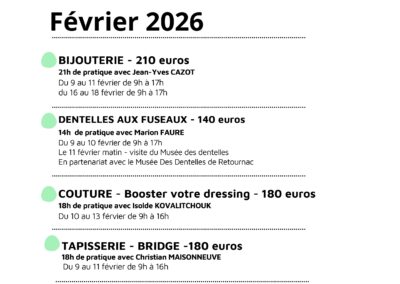 STAGES VACANCES DE FÉVRIER