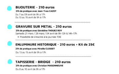 STAGES VACANCES D&rsquo;AVRIL