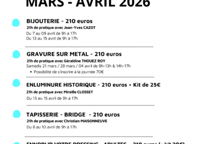 STAGES VACANCES D&rsquo;AVRIL