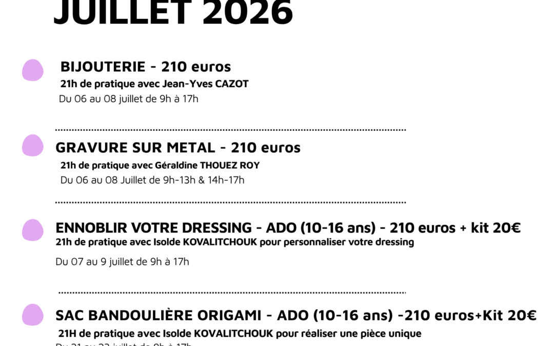 STAGES DE JUILLET 2026