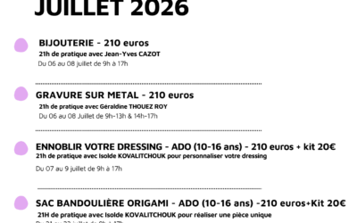 STAGES DE JUILLET 2026