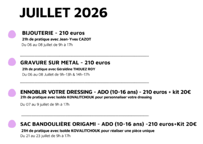 STAGES DE JUILLET 2026