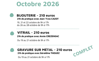 STAGES VACANCES D&rsquo;OCTOBRE 2026