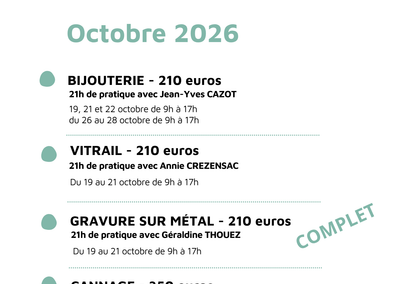STAGES VACANCES D&rsquo;OCTOBRE 2026
